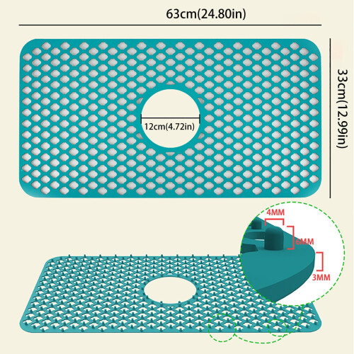 Tapis de protection d'évier antidérapant en silicone 63 x 33 cm 1