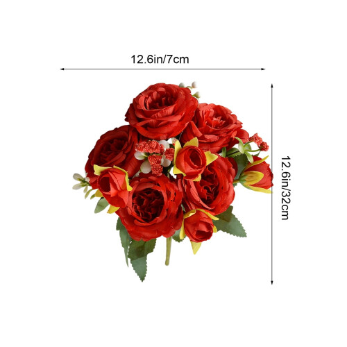 Bouquet di rose artificiali in seta, 5 teste, per casa e ufficio. 1