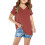 Girls Short Sleeve V-Neck Solid Top Soft Casual Tee Red 4