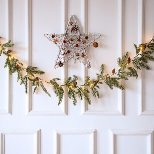 Pinecone Light String, Christmas Decorative Garland, Battery Operated, with Timer Function, for Indoor Outdoor Decor, LED Pinecone Lights | Green 2