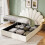 4ft6 Double Upholstered Hydraulic Bed with Adjustable Chic Petal Headboard 12