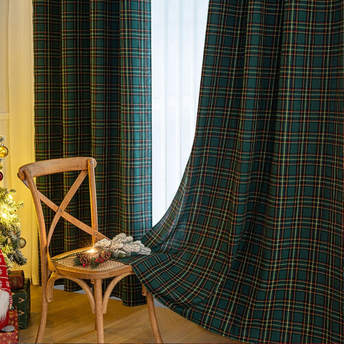 Blackout Curtains Plaid Eyelet 2 pcs 2