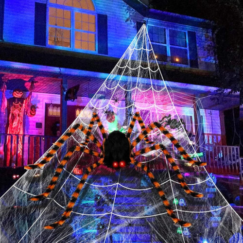 Φωτιζόμενη διακόσμηση αράχνης για το Halloween με μάτια LED, 3 μεγέθη, για αυλή, γκαζόν, 1