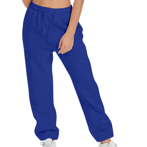 Meresysid Damen-Freizeithose mit elastischem Schnürverschluss, einfarbig, Sport, Blau 1