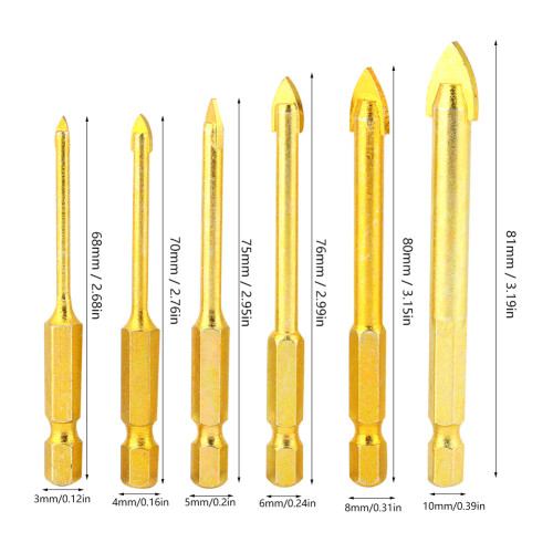 6pcs High Speed Steel Triangular Drill Bits 3-10mm for Pistol Drill