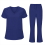 asdoklhq Plus Size Scrubs Γυναικείο Μπλούζα με V-Neck, Άνετη Εφαρμογή, Παντελόνι με Τσέπες και 2