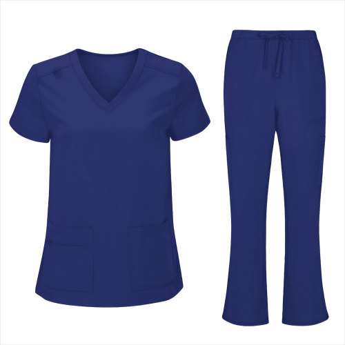 asdoklhq Plus Size Scrubs Γυναικείο Μπλούζα με V-Neck, Άνετη Εφαρμογή, Παντελόνι με Τσέπες και 1
