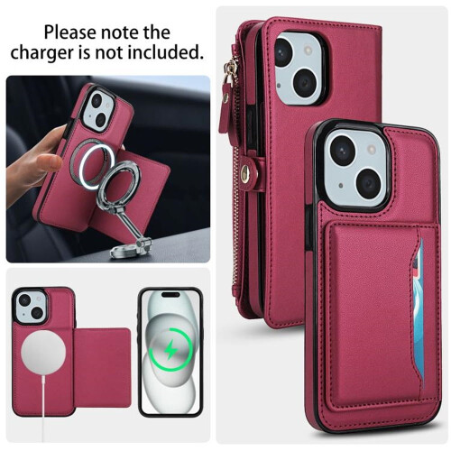Θήκη πορτοφολιού RFID Blocking 2 σε 1 από μαλακό δέρμα PU για iPhone 13mini – Μαγνητική 2