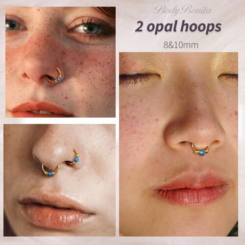 Δαχτυλίδια μύτης Opal Hoops - Δαχτυλίδι διαφράγματος χειρουργικού χάλυβα 316L για 2