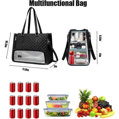Bolsa Tote 3 em 1, 15,6 polegadas, acolchoada, para escritório/viagem/uso casual, ideal para laptop e lancheira, com compartimentos. 2