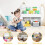 Libreria per bambini in legno con 3 ripiani e 2 ripiani, scaffale per giocattoli bianco 4