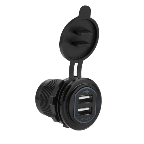 Διπλή υποδοχή φορτιστή USB5V4.8A με πρίζα για αυτοκίνητο, σκάφος, θαλάσσιο, 1