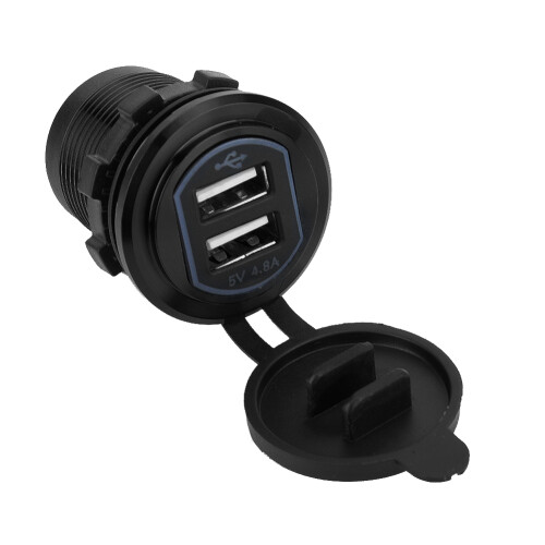 Διπλή υποδοχή φορτιστή USB5V4.8A με πρίζα για αυτοκίνητο, σκάφος, θαλάσσιο, 2