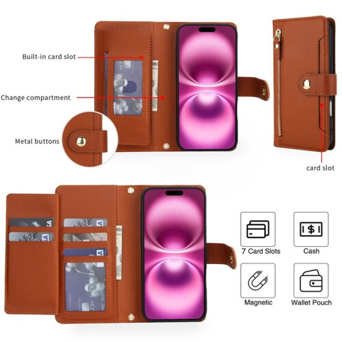 Θήκη πορτοφολιού με προστασία RFID για iPhone17 (6,3"), Ανθεκτική σε κραδασμούς, Υποδοχές 1