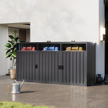 7.8x2.6 ft Garden Metal 3 Bin Storage Shed Garbage Can Storage