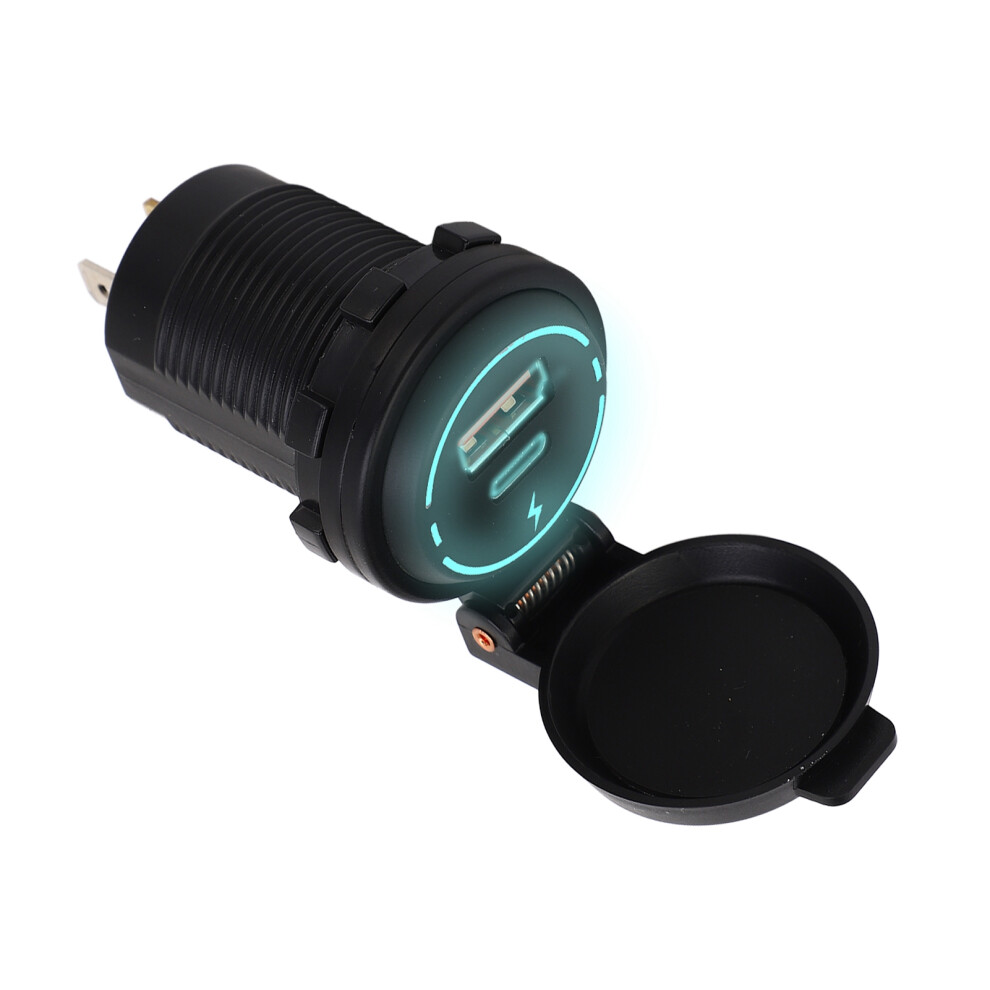 12V-24V Waterproof Usb Pd Qc 3.0 Charger For Motorcycle Boat Rv 4.5Cm Ice Blue 4001389572276