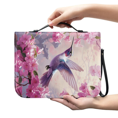 Δερμάτινη Βίβλος Hummingbird με άνθη κερασιάς, PU, για γυναίκες και άνδρες, ελαφριά, 2XL, 1