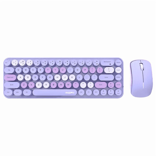 MOFII Wireless Keyboard and Mouse, Cute Colorful 68 Round Keycap Compact Keyboard for Computer, Computer, Desktop, Laptop 1
