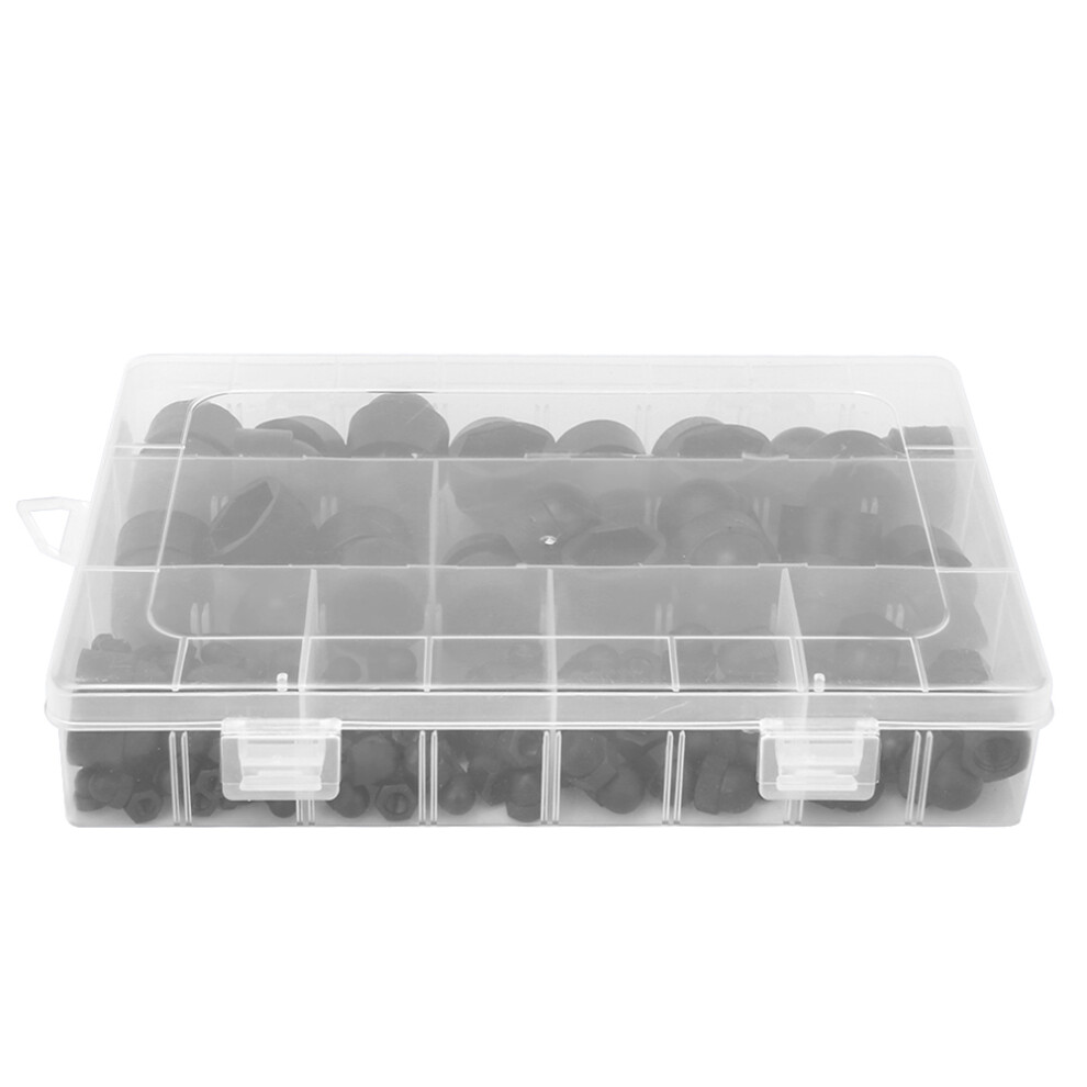 145Pcs Black Nylon Plastic Hex Nut Dome Cover Bolts M4-M12 Hardware Fasteners 4271392629728
