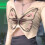 Fairycore Grunge Crop Top Γυναικείο Κοντομάνικο V Λαιμόκοψη Πεταλούδα Καρδιά Γραφική 5