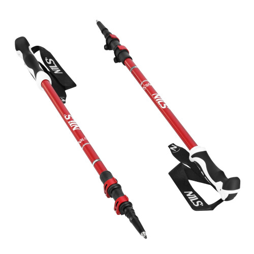 Red Aluminum Nordic Walking Poles, Adjustable Length 1