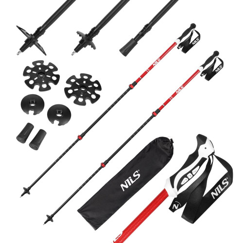 Red Aluminum Nordic Walking Poles, Adjustable Length 2