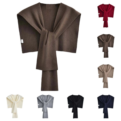 Women's Fashion Thick Knitted Cape Versatile Outer Shawl Khaki 2
