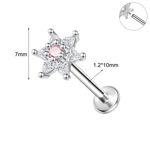 Piercing labret em aço inoxidável 16g com zircônia cúbica para tragus, estilo Medusa Monroe - 8-3/8 polegadas (10 mm) 2