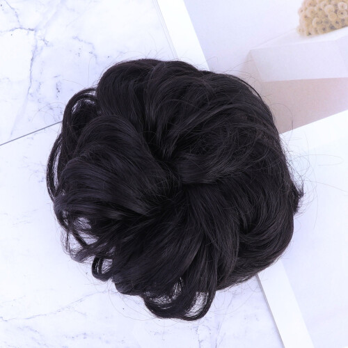Scrunchie-ring til krøllet hår for volumen – sort, 1-pak 2