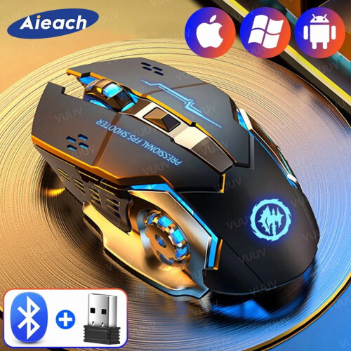 AIEACH Bluetooth Mouse Gaming Computer Rechargeable Wireless Mouse USB Mechanical E-Sports Backlight PC Gamer Mouse For Computer 1