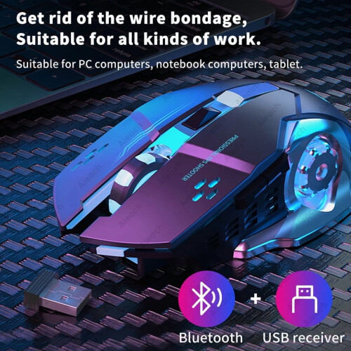 AIEACH Bluetooth Mouse Gaming Computer Rechargeable Wireless Mouse USB Mechanical E-Sports Backlight PC Gamer Mouse For Computer 2