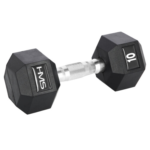 10 kg Hex Dumbbell - Rubber Coated, Steel Handle 1