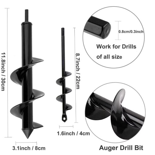 2-Piece Garden Post Hole Digger Auger 1