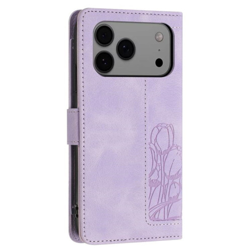 Leather Flip Wallet Case for iPhone 17 Pro Max Purple Tulip 2