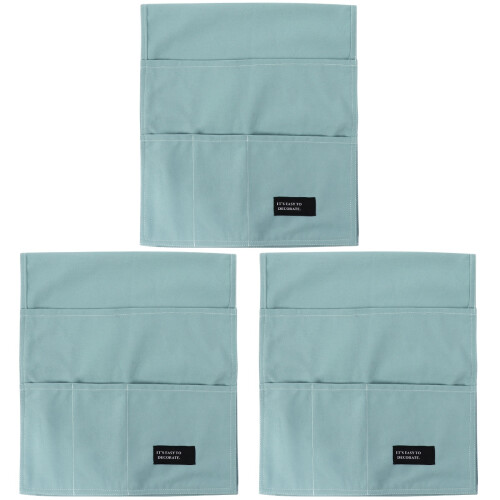 3Pcs Cotton Fabric Sofa Organizer Blue Multi-Function Storage Bag 1