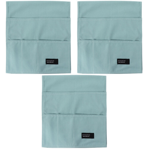 3Pcs Cotton Fabric Sofa Organizer Blue Multi-Function Storage Bag 2
