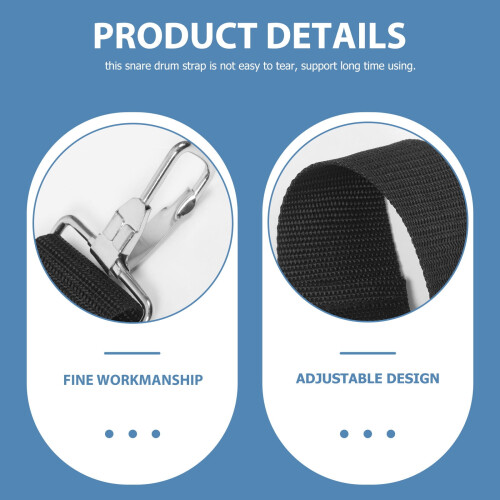 Pretyzoom Adjustable Black Snare Drum Strap for Marching Drum with Durable Workmanship 2