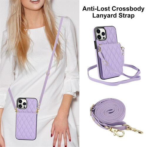 Purple PU Leather RFID Wallet Case for iPhone 15 Plus 1