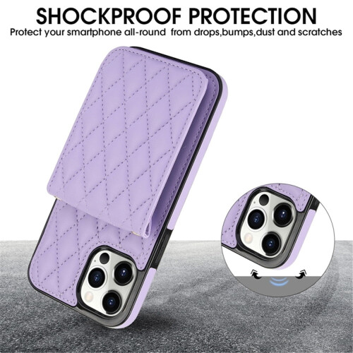 Purple PU Leather RFID Wallet Case for iPhone 15 Plus 2