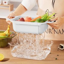 Double Layer Detachable Drainer Basket, White