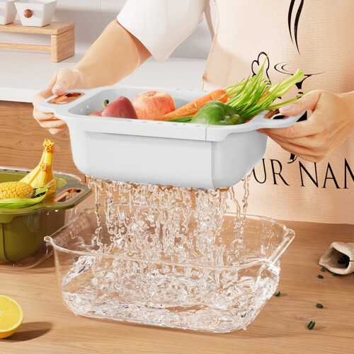 Living And Home Double Layer Detachable Drainer Basket, White