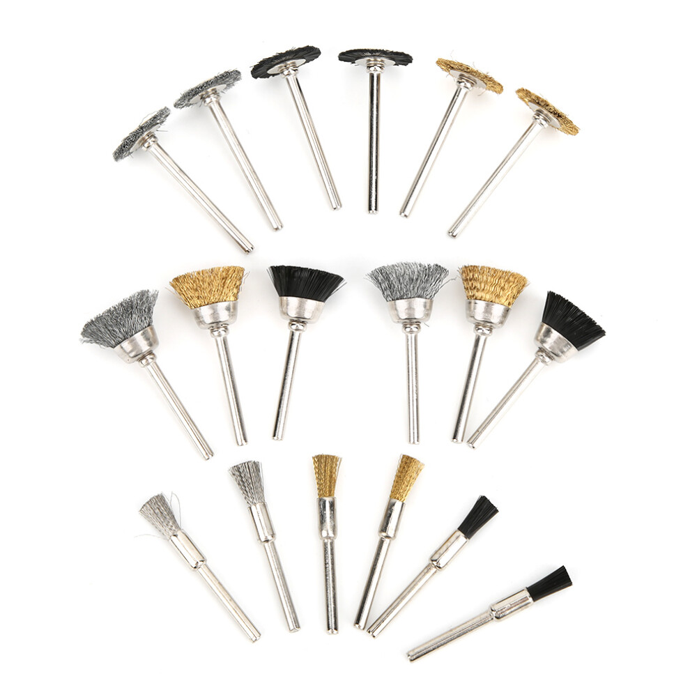 Durable Aluminum Cup Brush Set 18Pcs For Electric Grinder Rotary Polishing 3771392441555