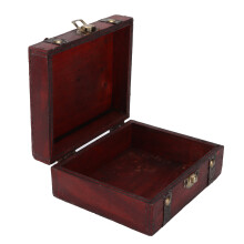 Retro Holzaufbewahrungskoffer mit Schloss, 13x11x5,2cm, Rot