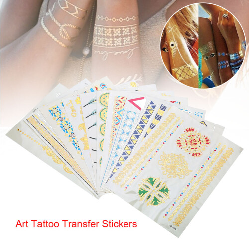 Αυτοκόλλητα Flash Tattoo Μεταλλικά Αδιάβροχα Γκλίτερ Προσωρινά Τατουάζ για Γυναίκες 1