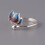 Adjustable Alloy Retro Open Ring Blue Silver Plated 4