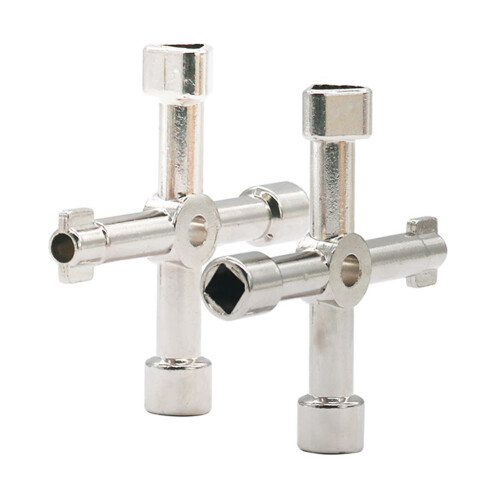 Chave universal resistente e durável com encaixe triangular, quadrado e cruzado, à prova de ferrugem. Chave de encanamento e utilidades de 4 vias, 2