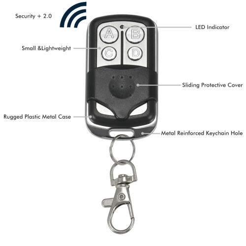 Control remoto de código variable para abrepuertas de garaje, compatible con LiftMaster, Chamberlain, Craftsman Security+ 2.0, funcionalidad 2