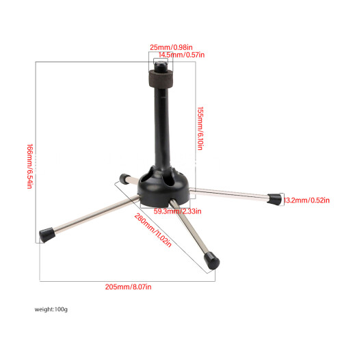 Clarinet Stand Foldable 4-Leg, Black/Silver 1