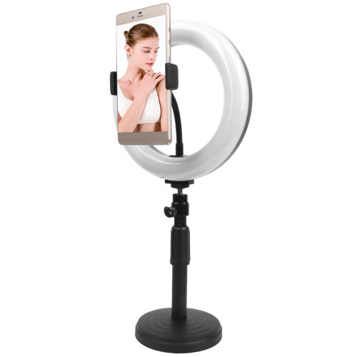 Studio Fill Light Ring Light with Stand, Adjustable Tripod Stand USB Powered LED Fill Light for Home Streaming, 3Color Lighting Modes Brightness 2