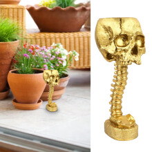 Skull Planter Spine Stand Gold 29.5 cm/11.6in